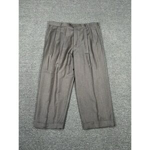 Zanella Dress Pants Men's 38x26 Brown Austin Cashmere Wool Cuffed Pleated Office